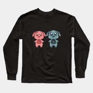 Girl and boy Doggy Couple Cute Art Long Sleeve T-Shirt